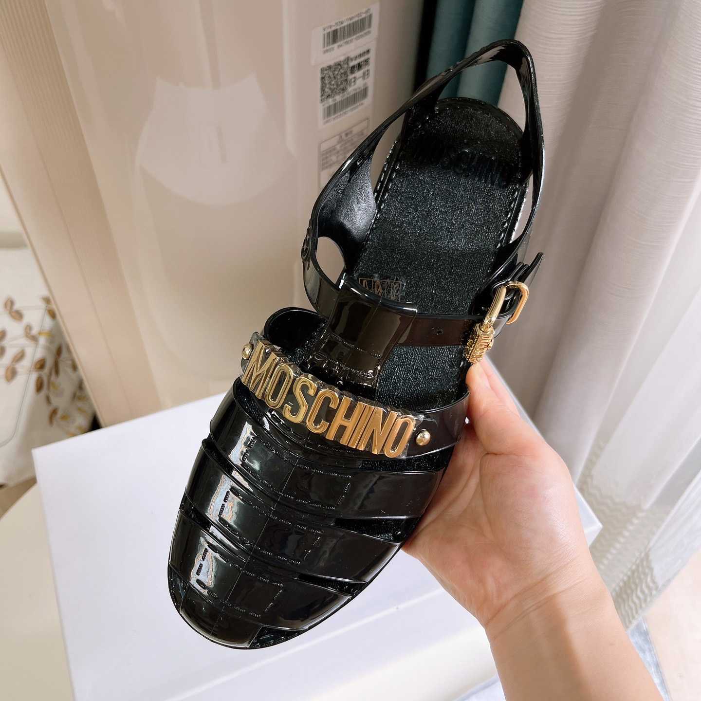 Moschino Logo-plaque Closed-Toe Sandals - DesignerGu