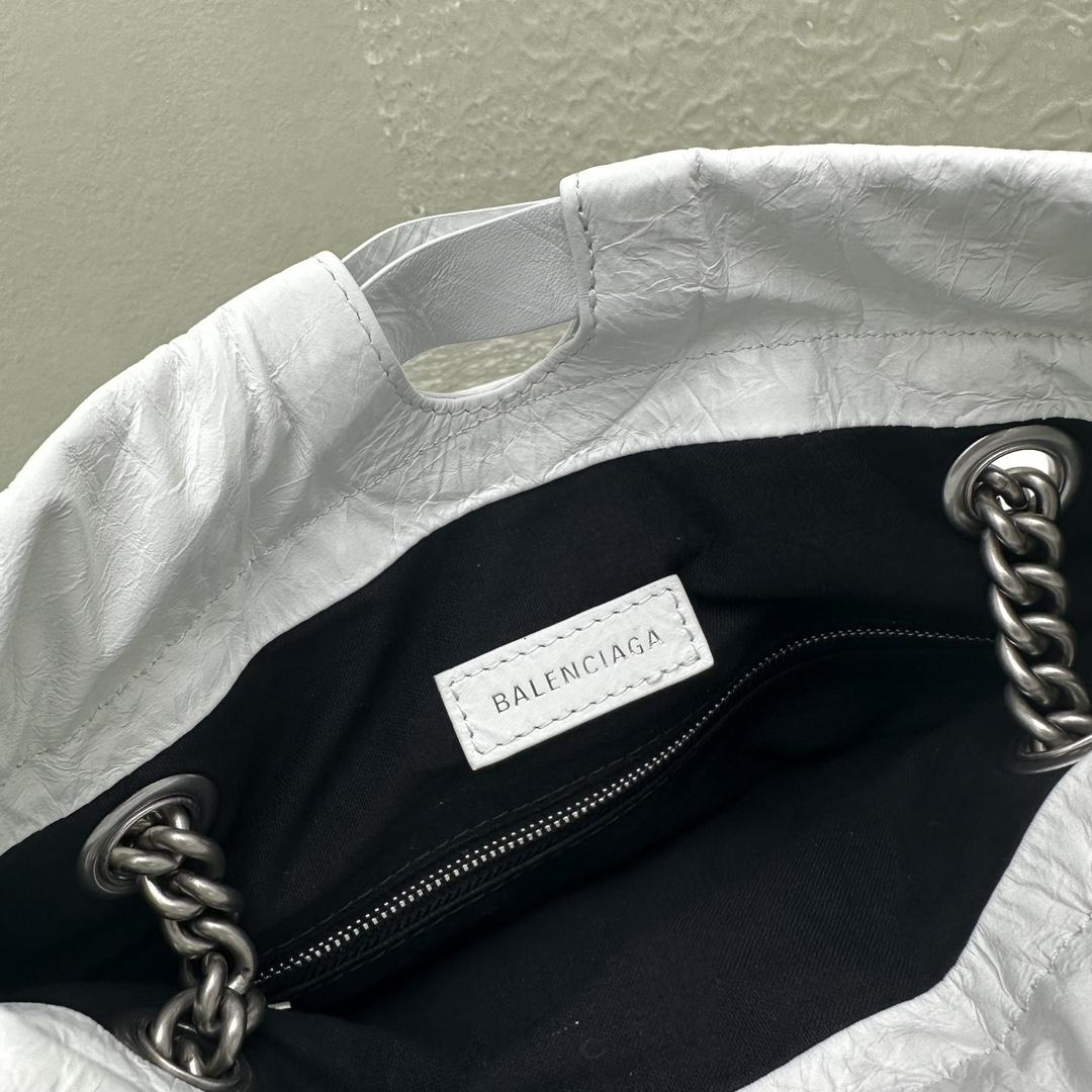 Balenciaga Women's Crush Small Tote Bag In Optic White - DesignerGu