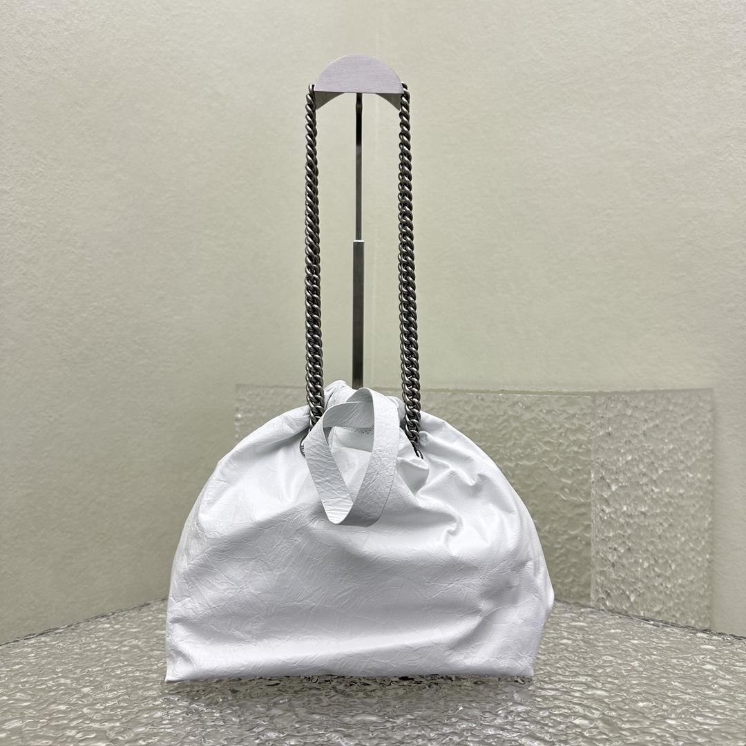 Balenciaga Women's Crush Small Tote Bag In Optic White - DesignerGu