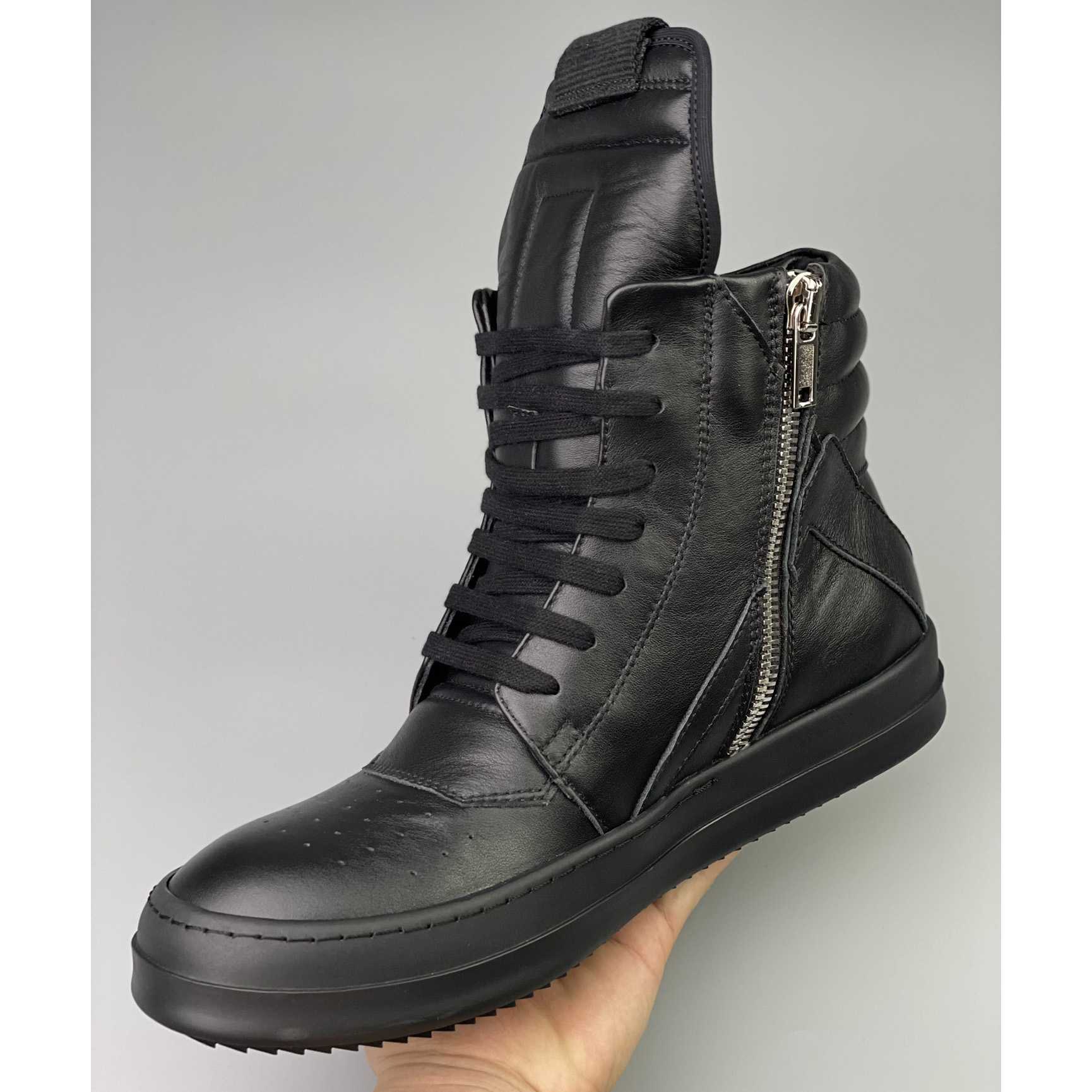 Rick Owens Leather High Top Sneakers - DesignerGu