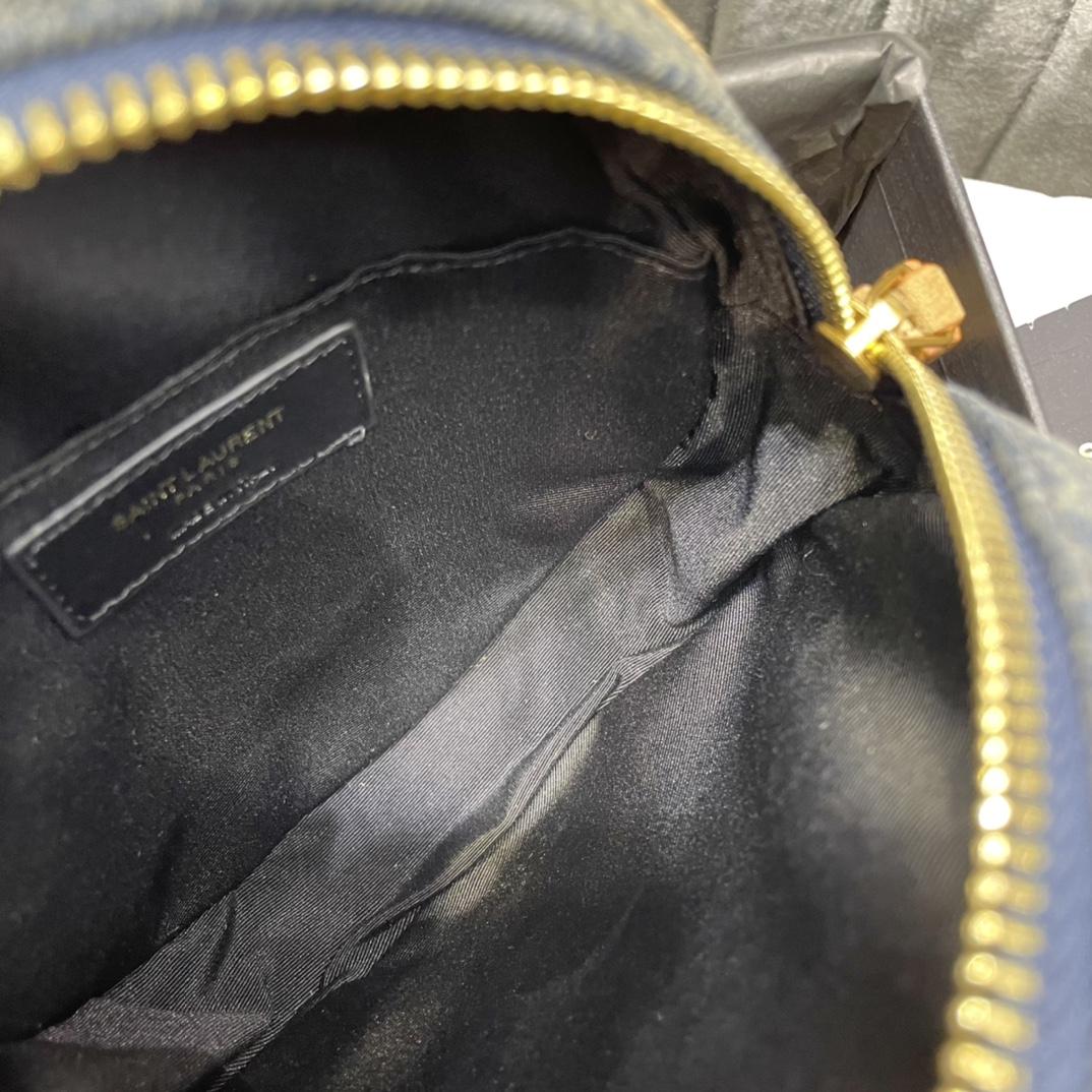 Saint Laurent Nile Round Matelassé Denim Bag (17-17-5.5cm) - DesignerGu