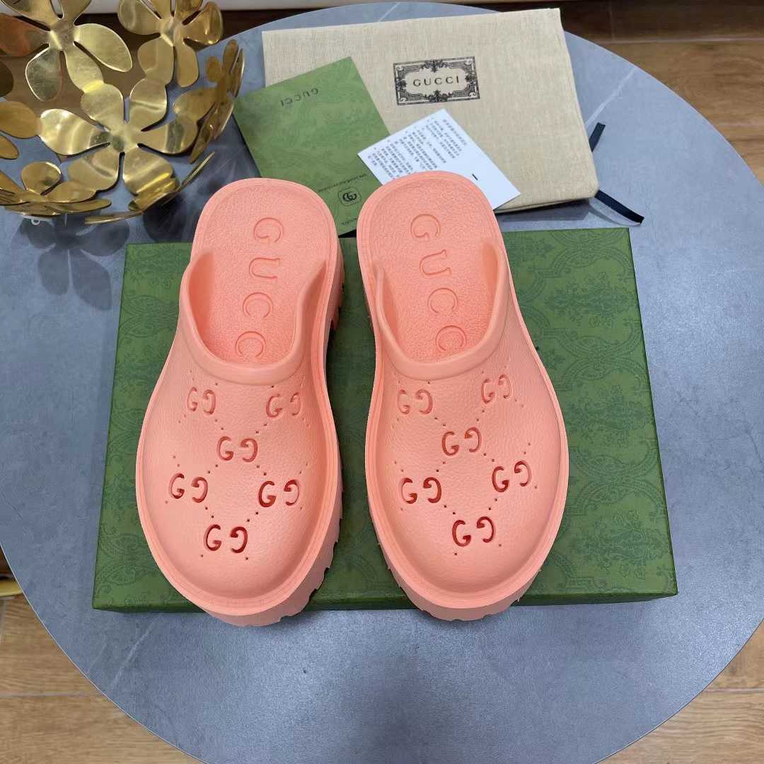 Gucci Pink Rubber Mules - DesignerGu