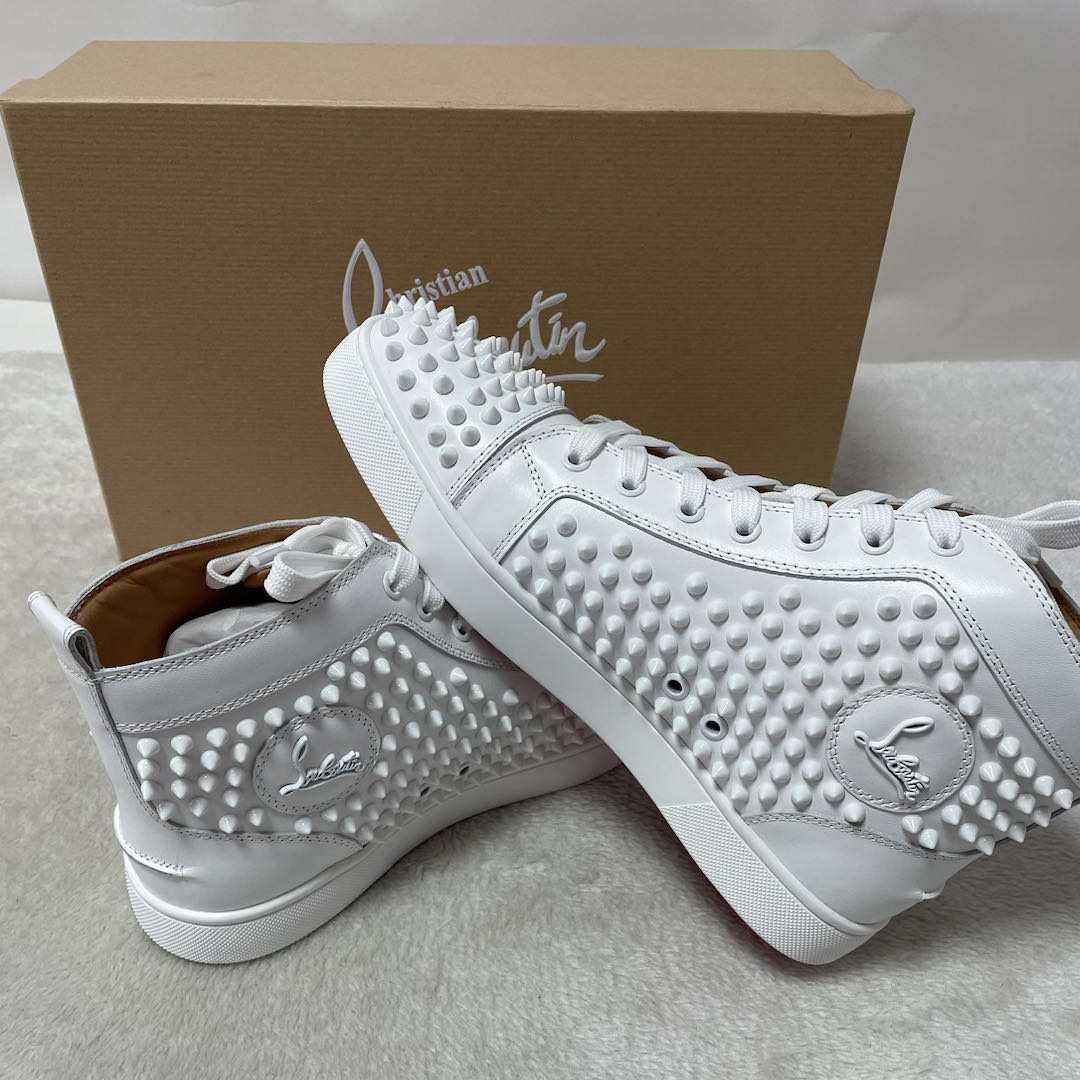 Christian Louboutin Louis Spikes Sneakers - Calf leather And Spikes - White - DesignerGu