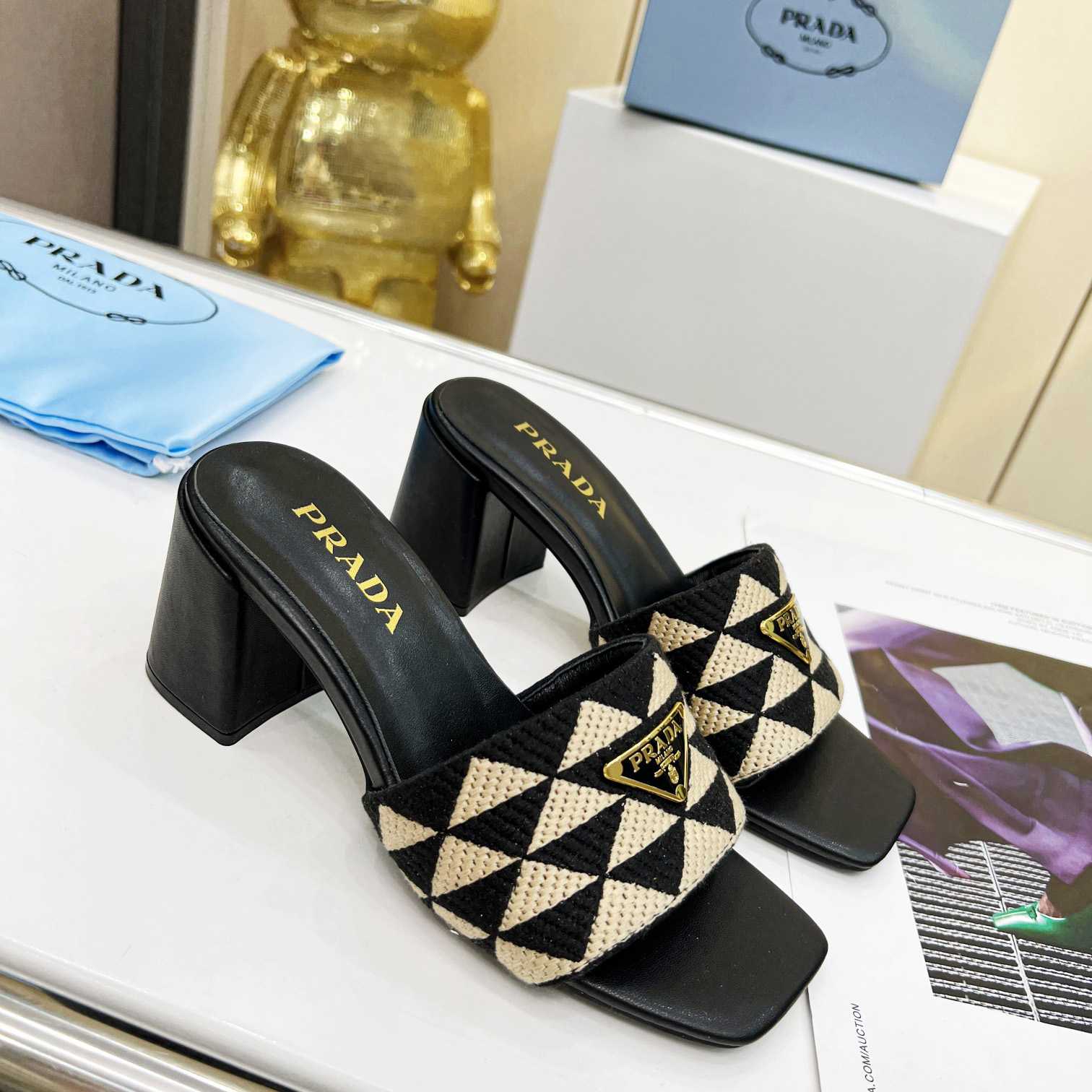 Prada Embroidered Fabric Sandals - DesignerGu