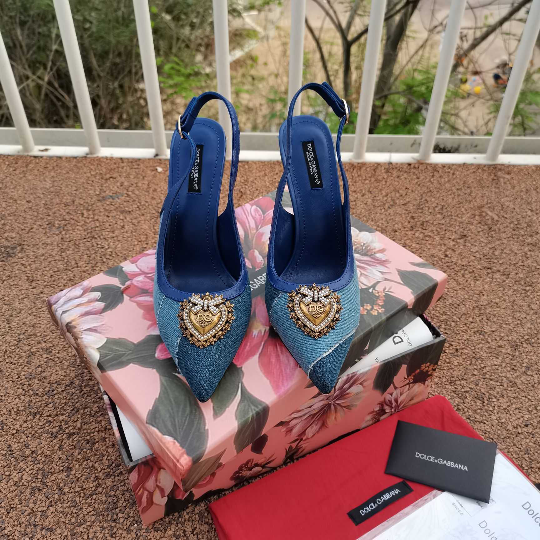 Dolce & Gabbana Devotion Slingbacks In Patchwork Denim - DesignerGu