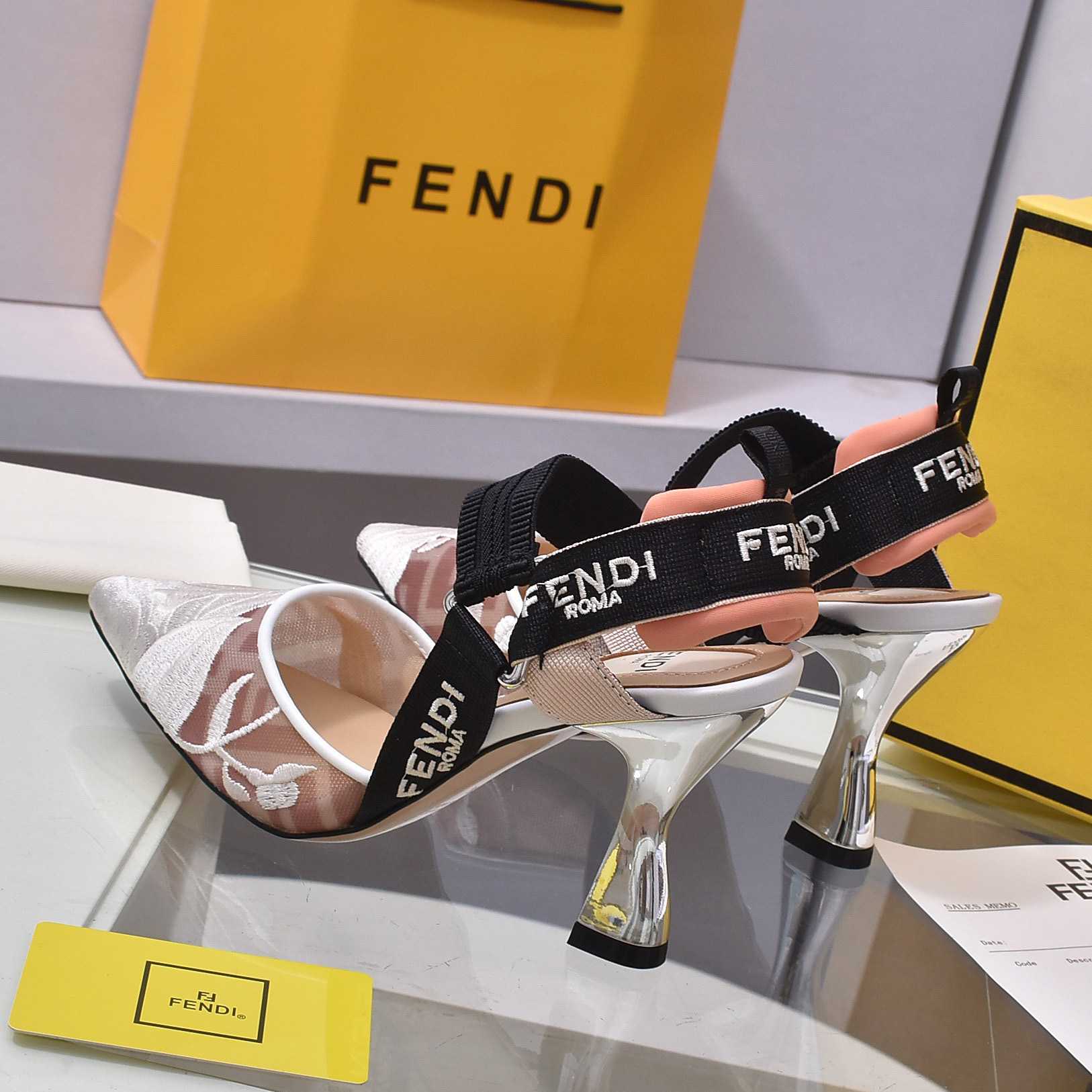 Fendi Colibrì Pink Mesh High-heeled Slingbacks - DesignerGu