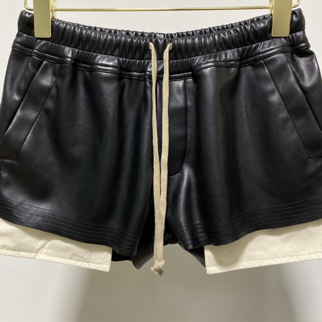 Rick Owens Black Boxer Leather Shorts - DesignerGu