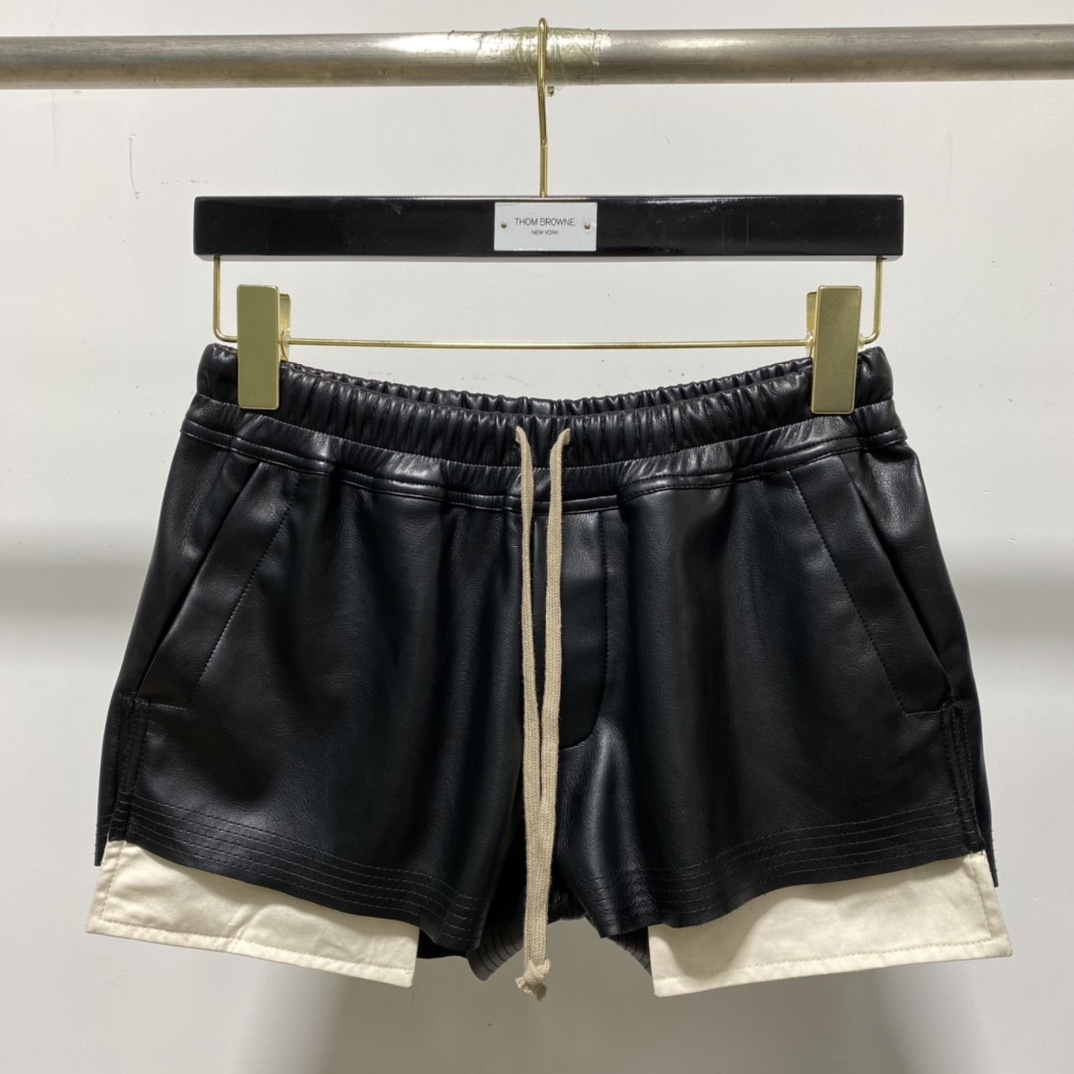 Rick Owens Black Boxer Leather Shorts - DesignerGu