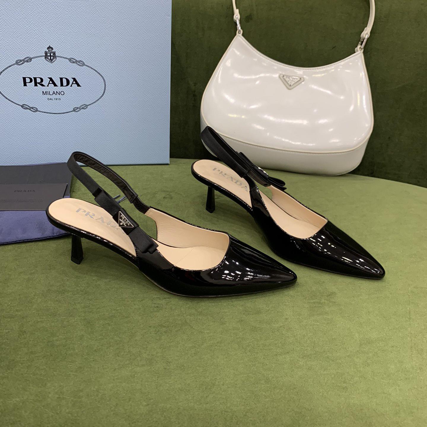 Prada Patent Leather Slingbacks - DesignerGu