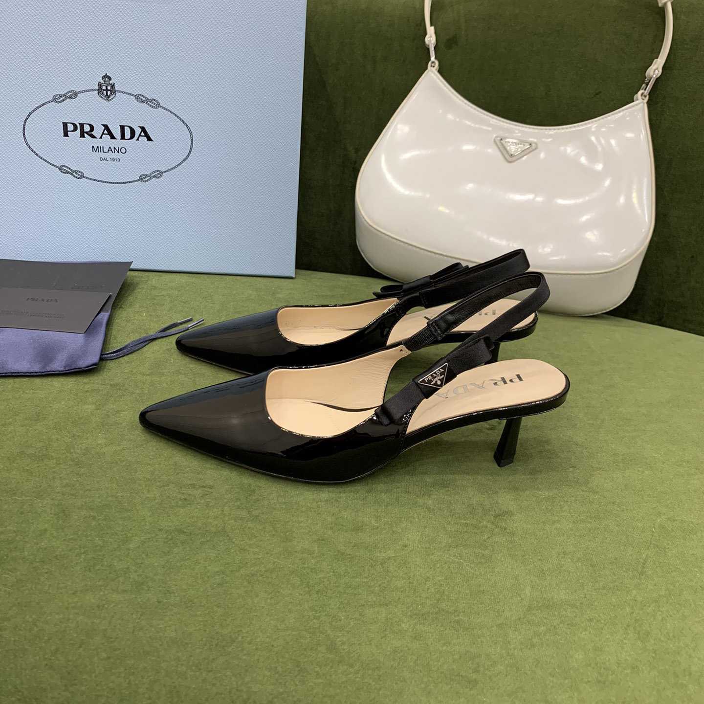 Prada Patent Leather Slingbacks - DesignerGu