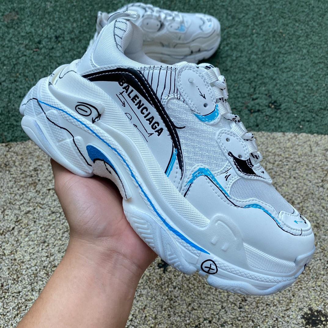 Balenciaga Triple S Sketch Sneaker In White - DesignerGu