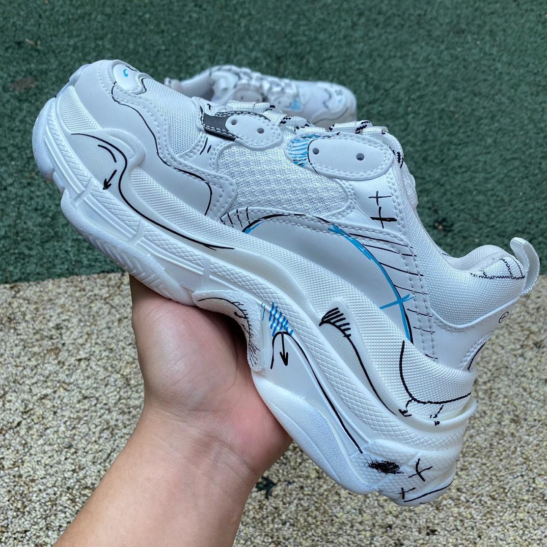 Balenciaga Triple S Sketch Sneaker In White - DesignerGu