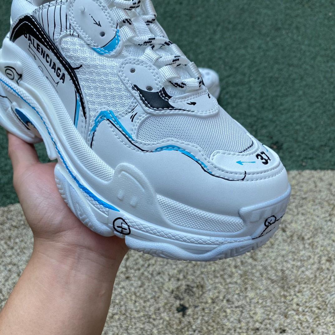 Balenciaga Triple S Sketch Sneaker In White - DesignerGu