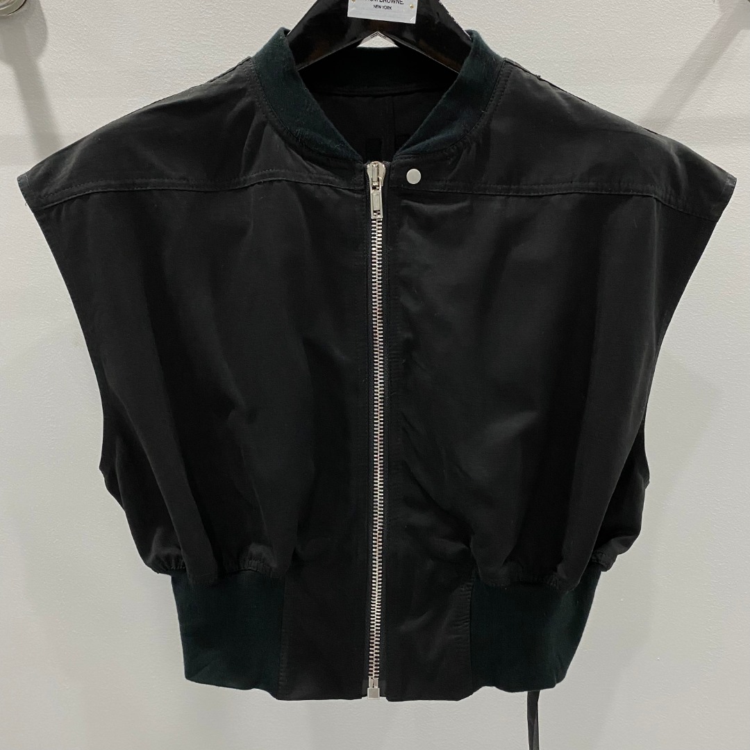 Rick Owens Drkshdw Black Sleeveless Cropped Bomber Jacket - DesignerGu