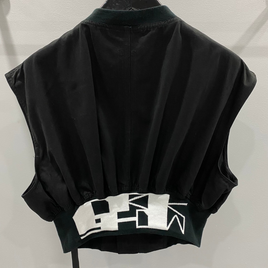 Rick Owens Drkshdw Black Sleeveless Cropped Bomber Jacket - DesignerGu