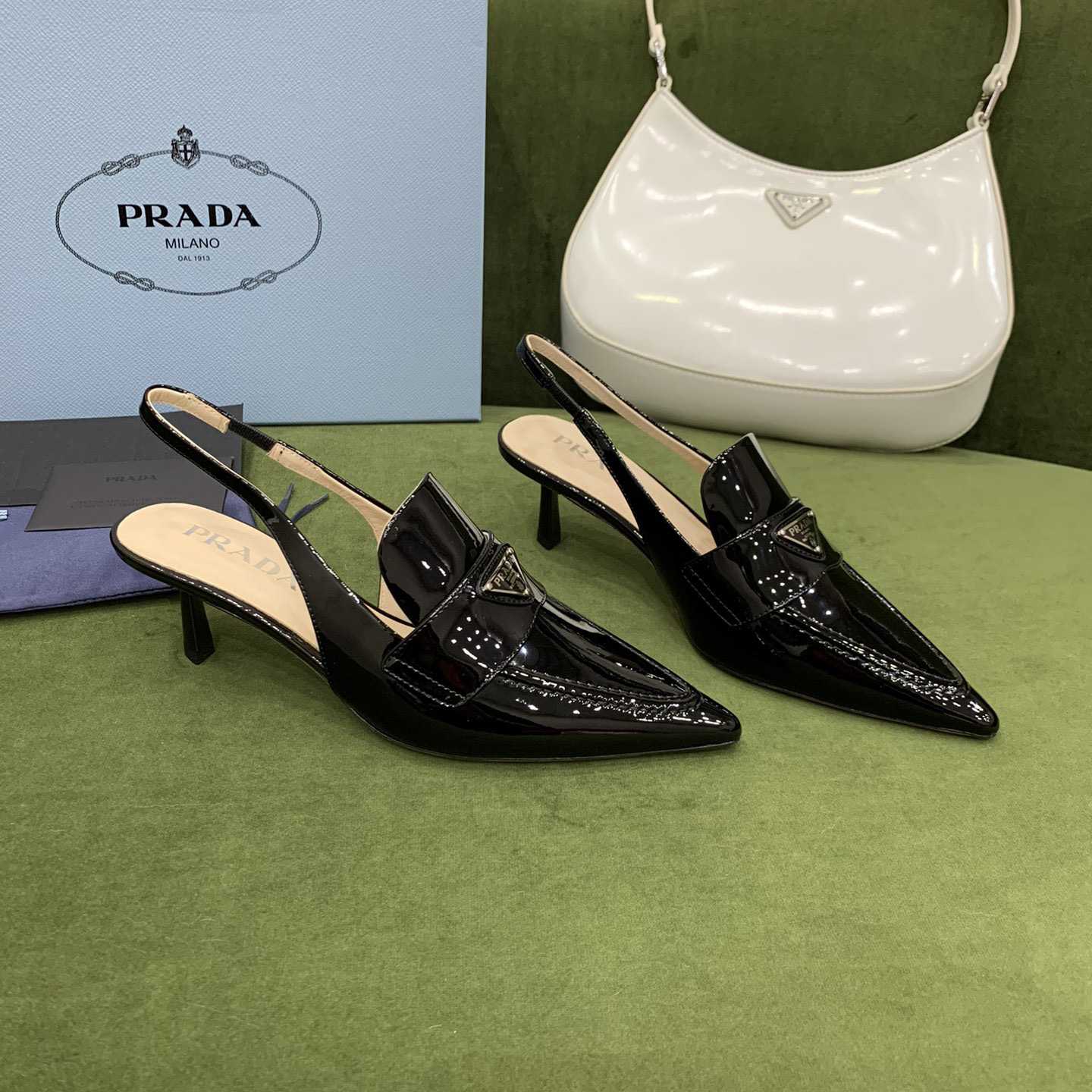 Prada Patent Leather Slingbacks - DesignerGu