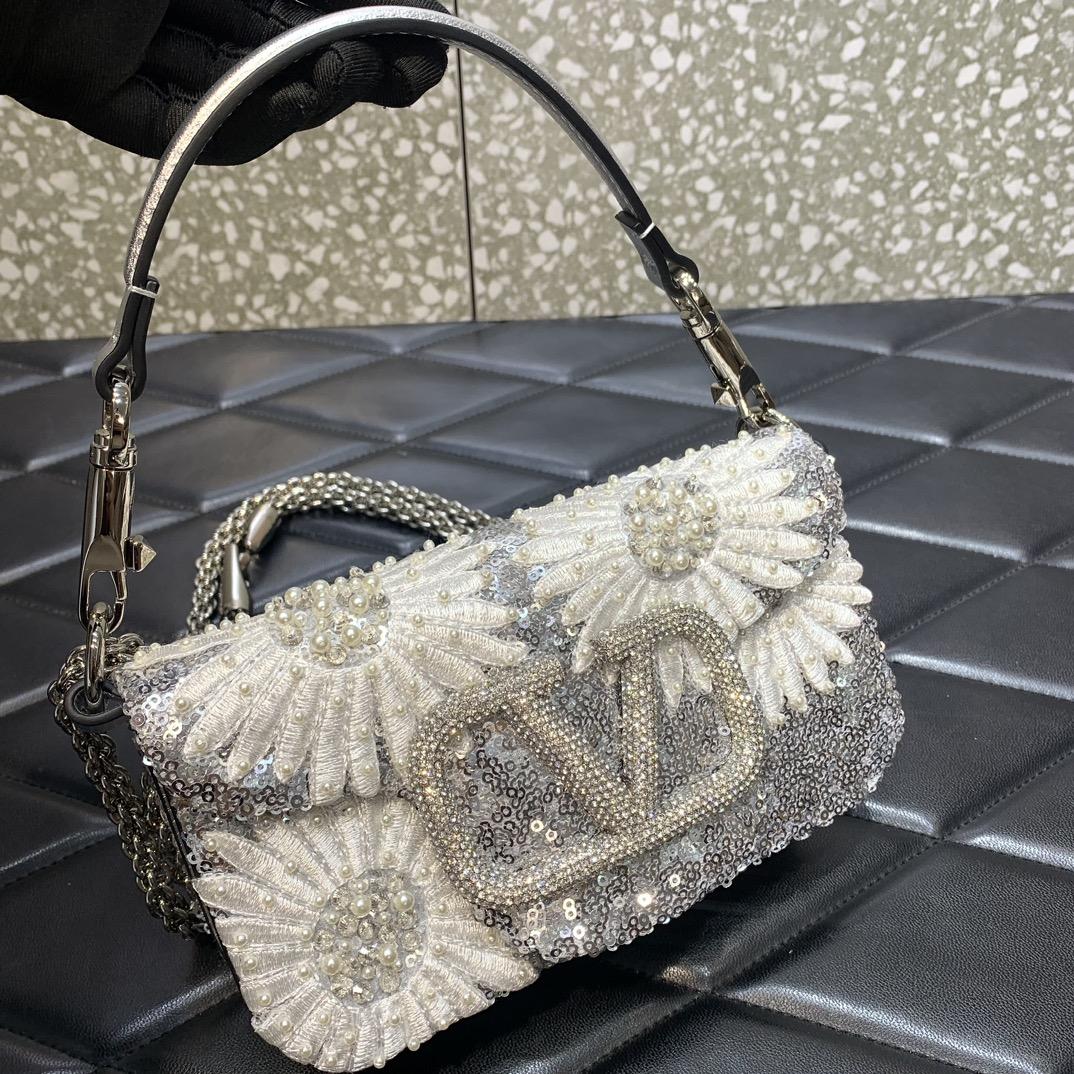 Valenti Locò Small Shoulder Bag With Floral Motif Embroidery - DesignerGu