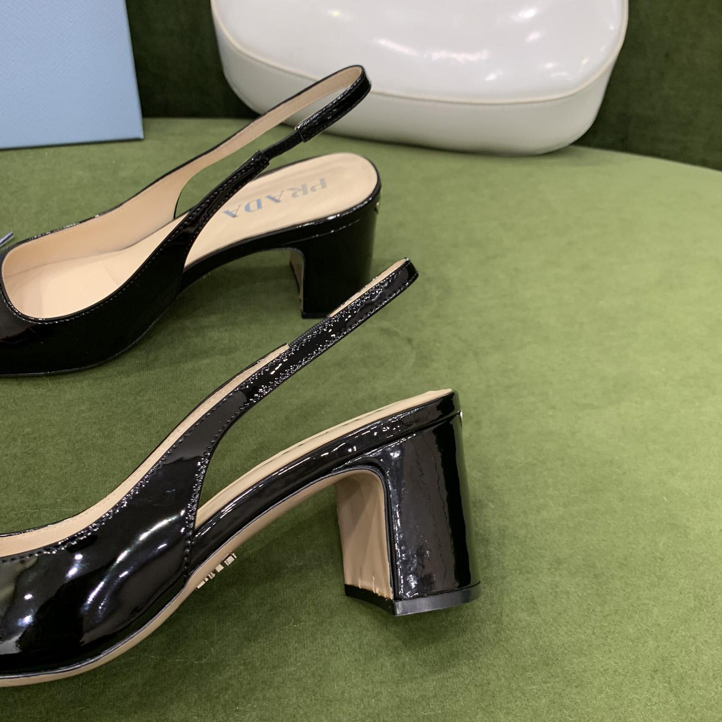 Prada Patent-leather Slingback Pumps - DesignerGu