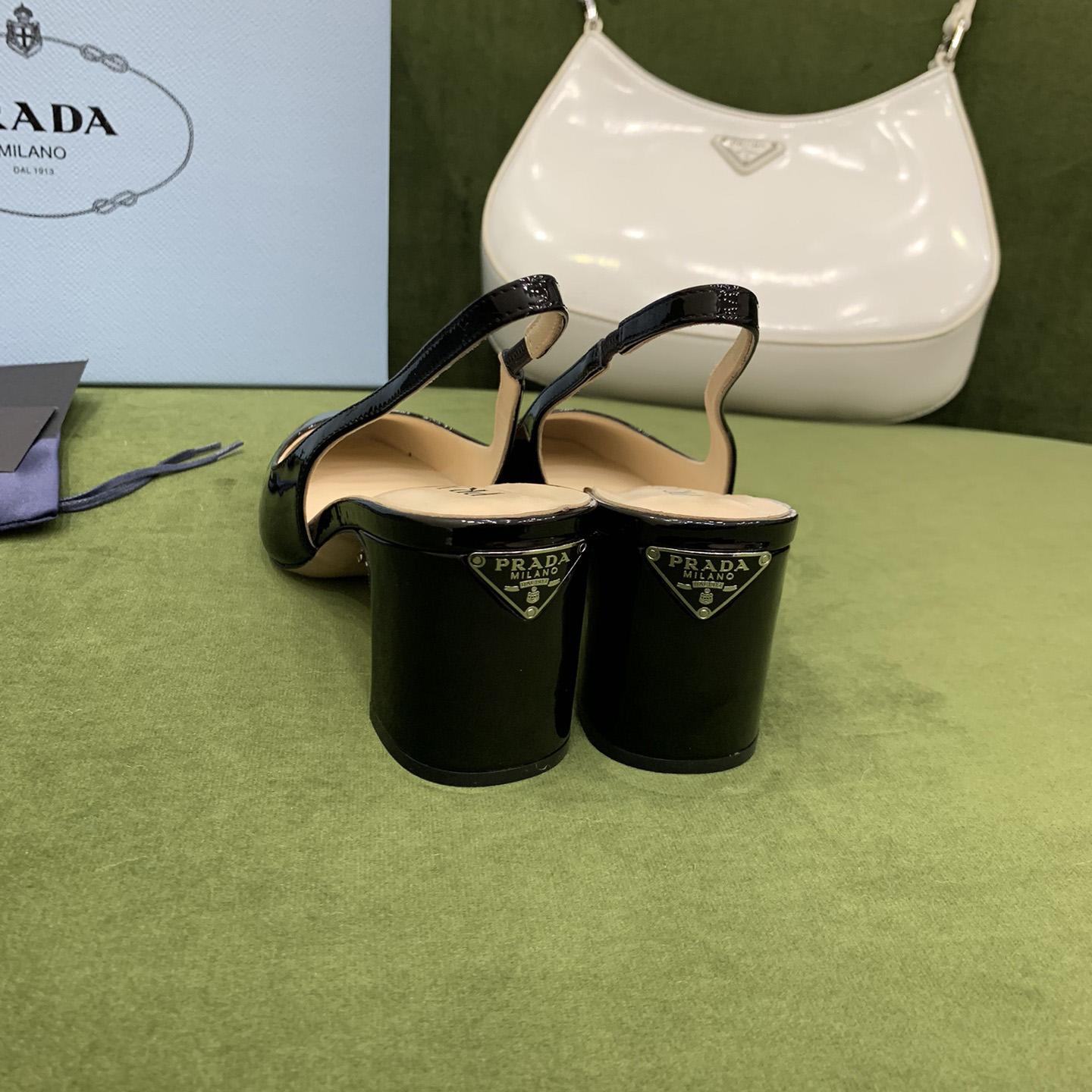 Prada Patent-leather Slingback Pumps - DesignerGu