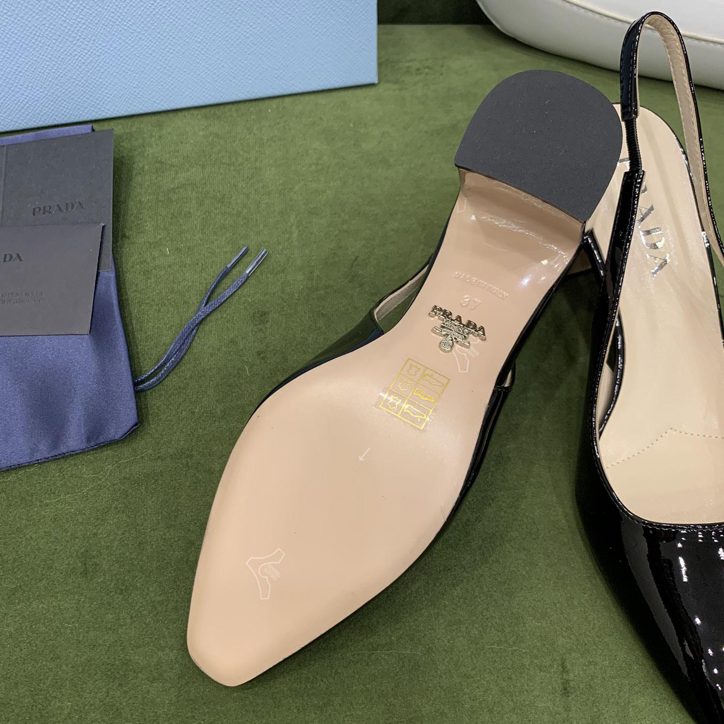 Prada Patent-leather Slingback Pumps - DesignerGu