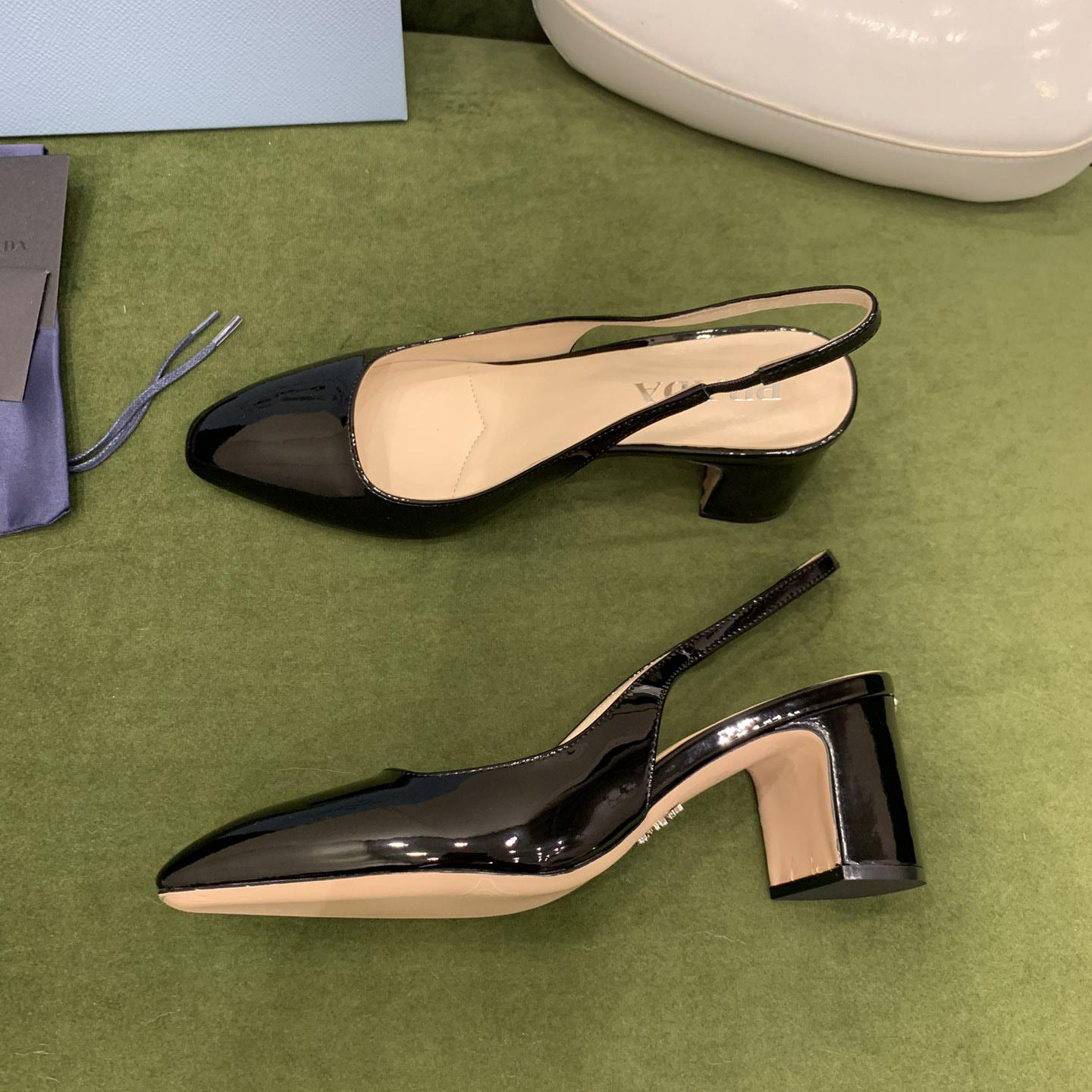 Prada Patent-leather Slingback Pumps - DesignerGu