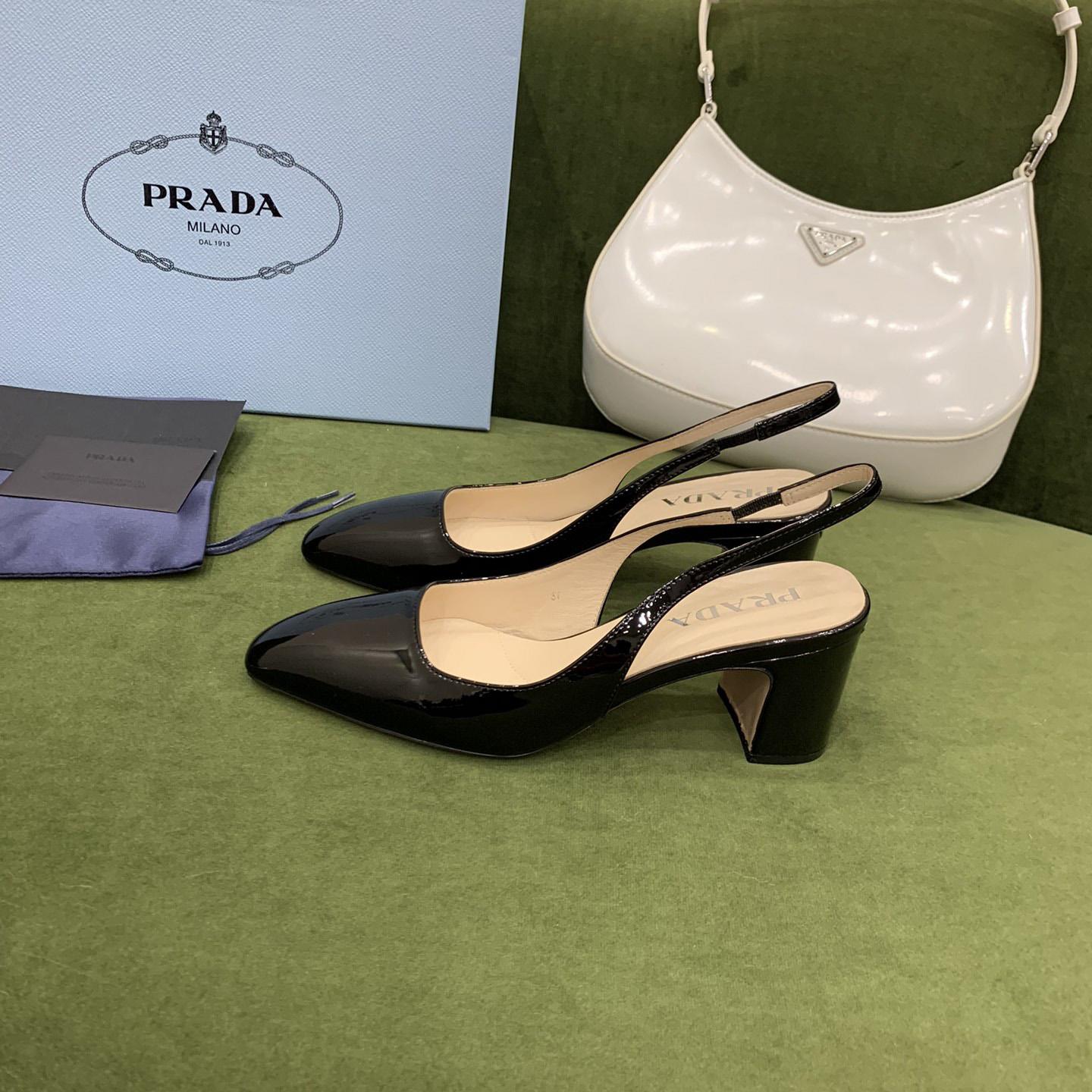 Prada Patent-leather Slingback Pumps - DesignerGu