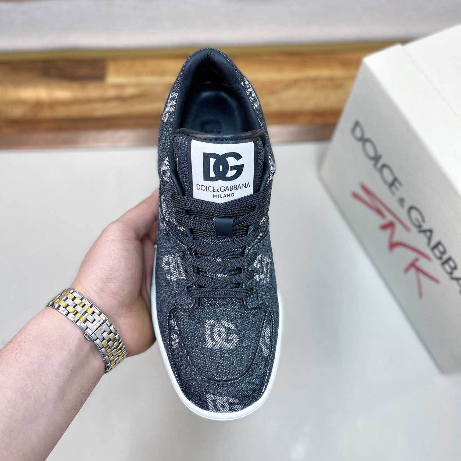 Dolce & Gabbana New Roma Sneakers With Denim Logo - DesignerGu