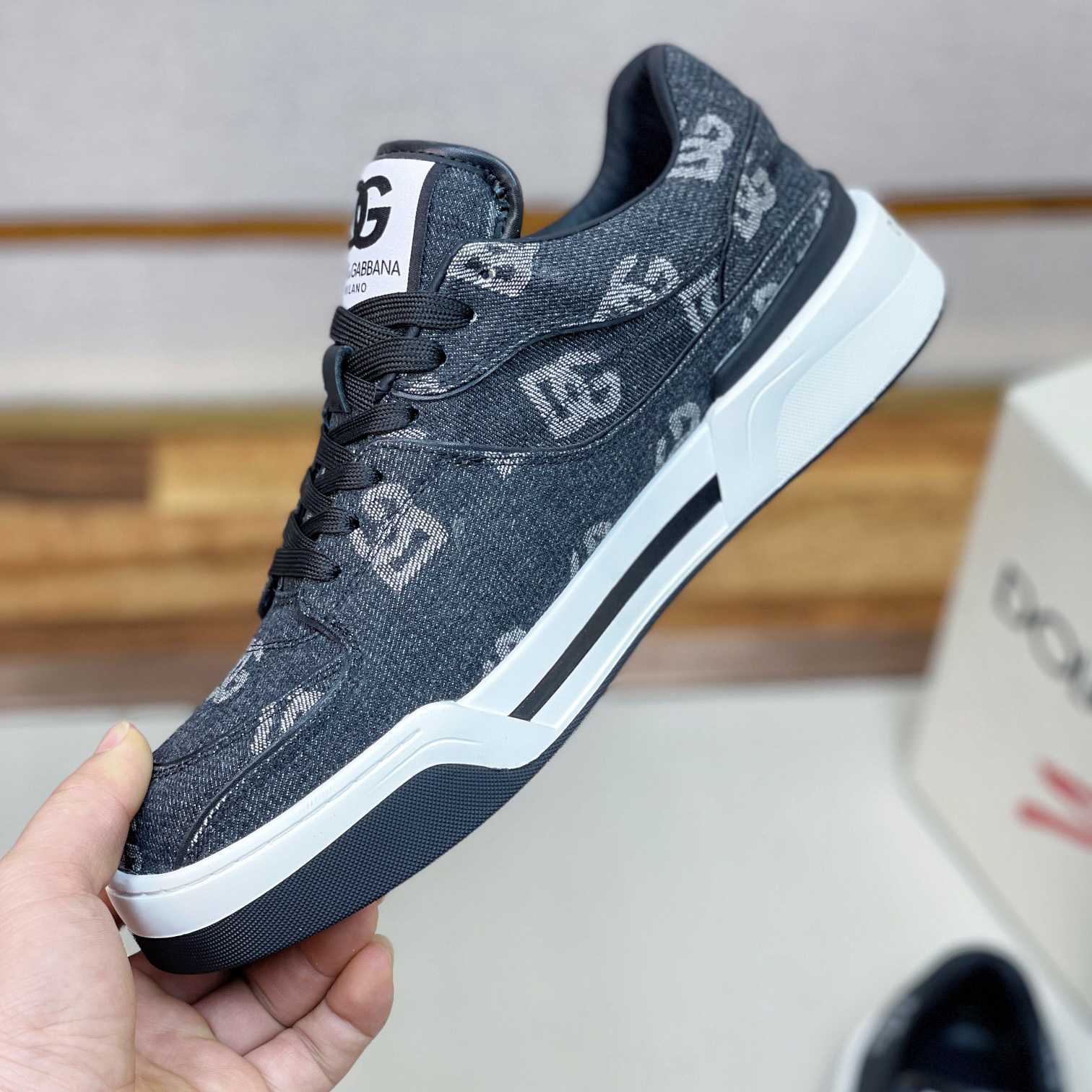 Dolce & Gabbana New Roma Sneakers With Denim Logo - DesignerGu