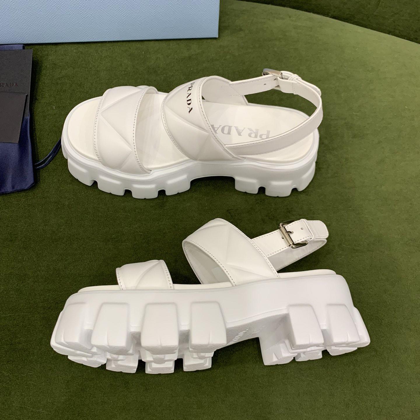 Prada Monolith Leather Sandals - DesignerGu