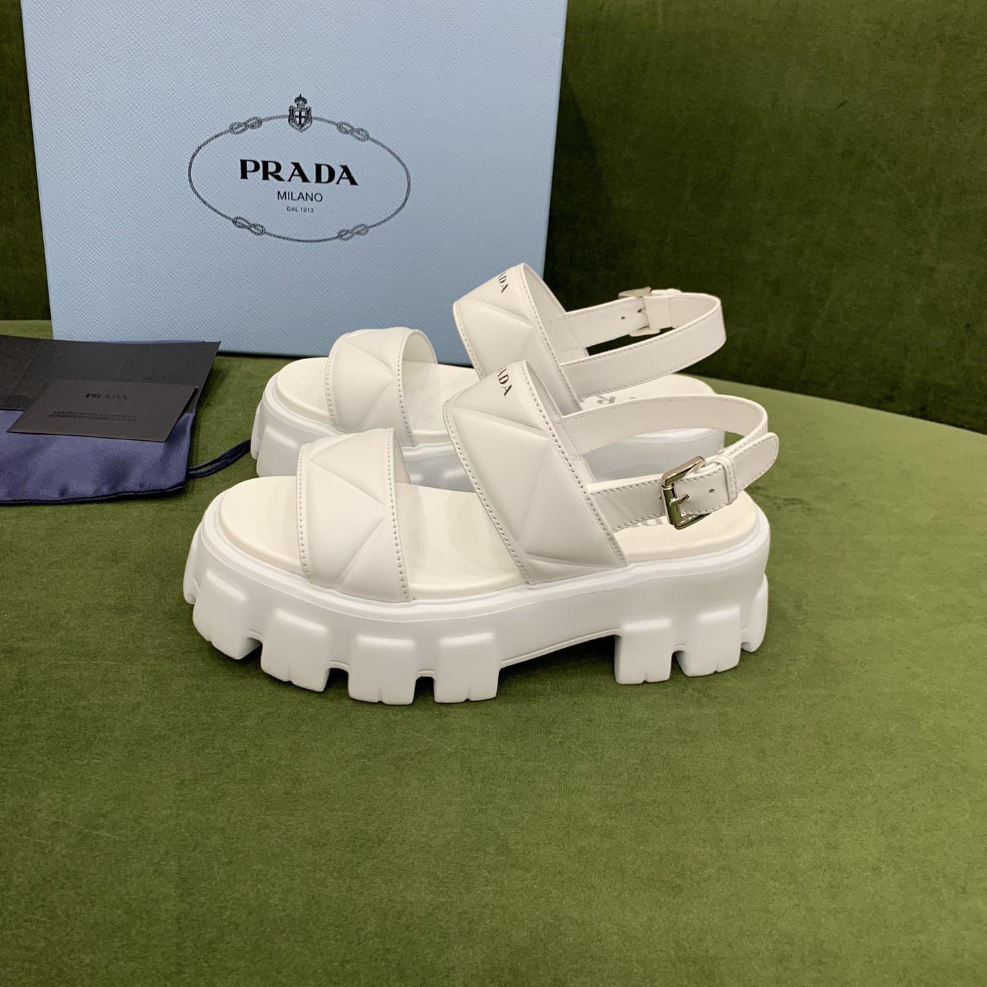 Prada Monolith Leather Sandals - DesignerGu