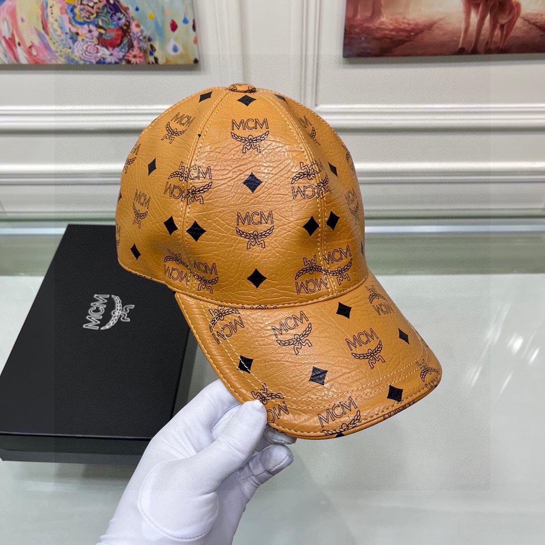 MCM Faux-leather Logo-print Cap - DesignerGu