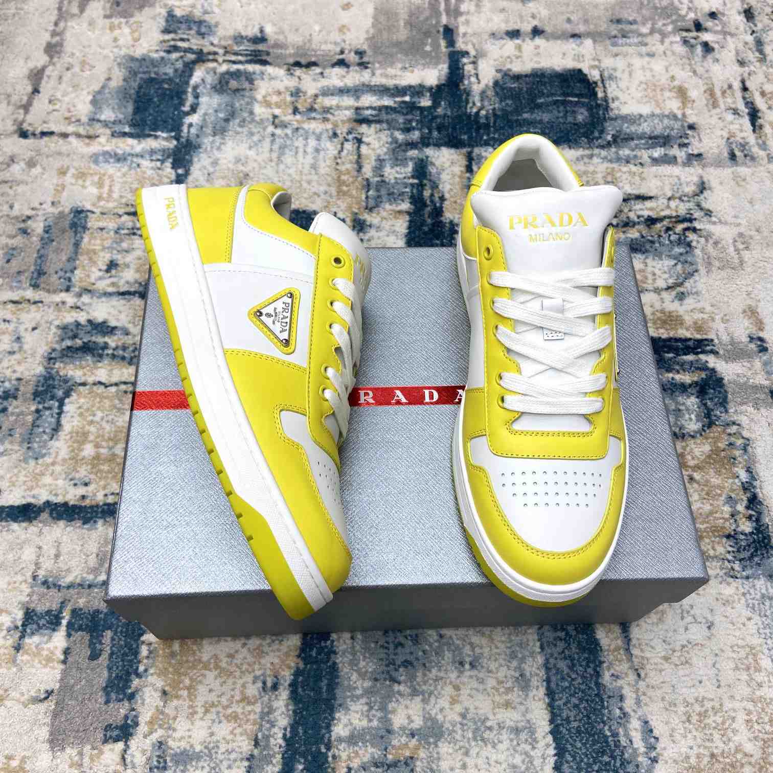 Prada Downtown Leather Sneakers - DesignerGu