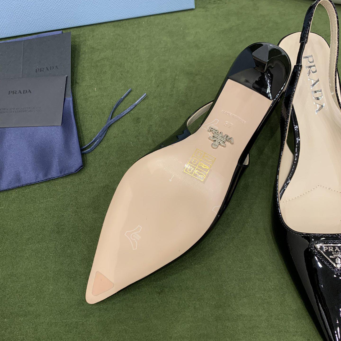 Prada Patent-leather Slingback Pumps - DesignerGu