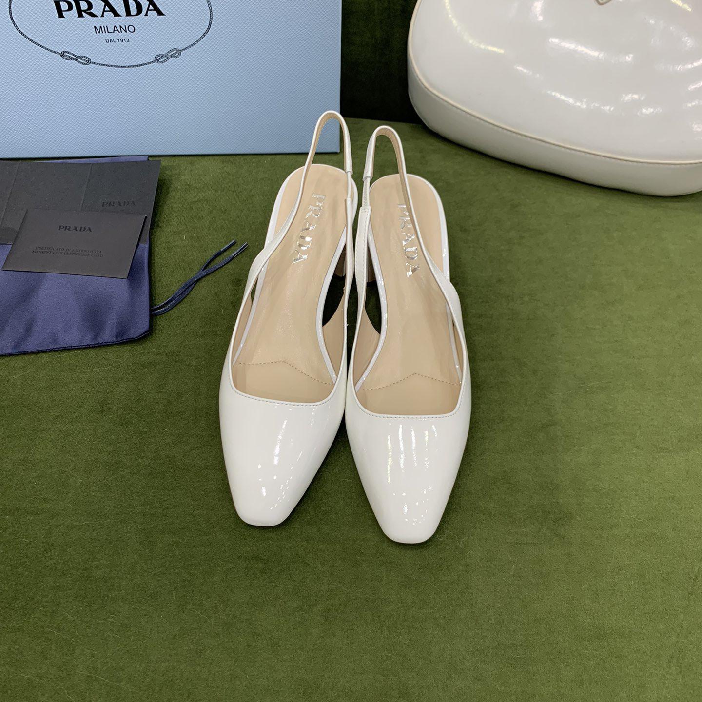 Prada Patent-leather Slingback Pumps - DesignerGu