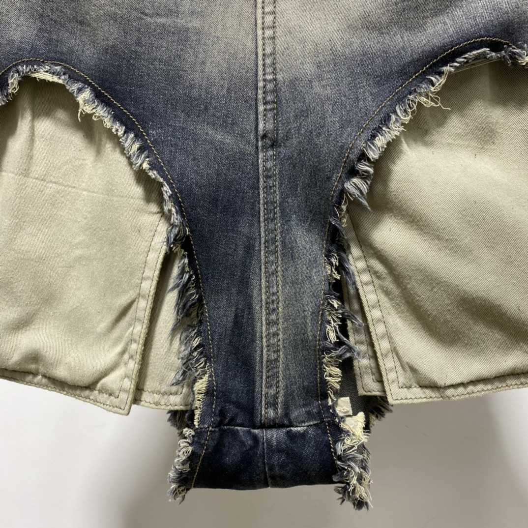 Rick Owens High Cut Denim Shorts - DesignerGu