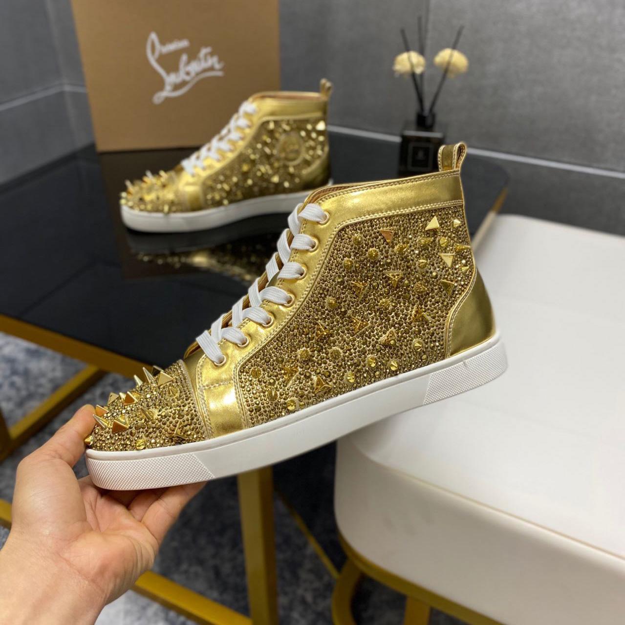 Christian Louboutin Full Diamond High-Top Sneakers - DesignerGu