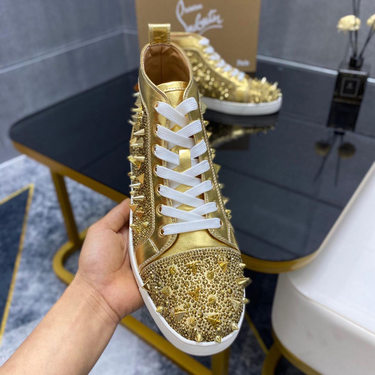 Christian Louboutin Full Diamond High-Top Sneakers - DesignerGu