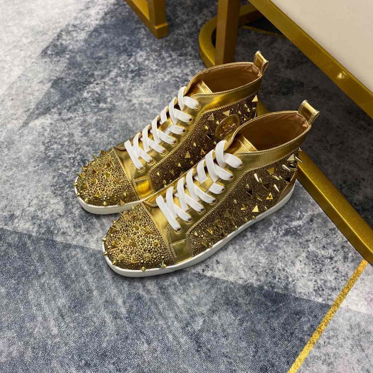 Christian Louboutin Full Diamond High-Top Sneakers - DesignerGu