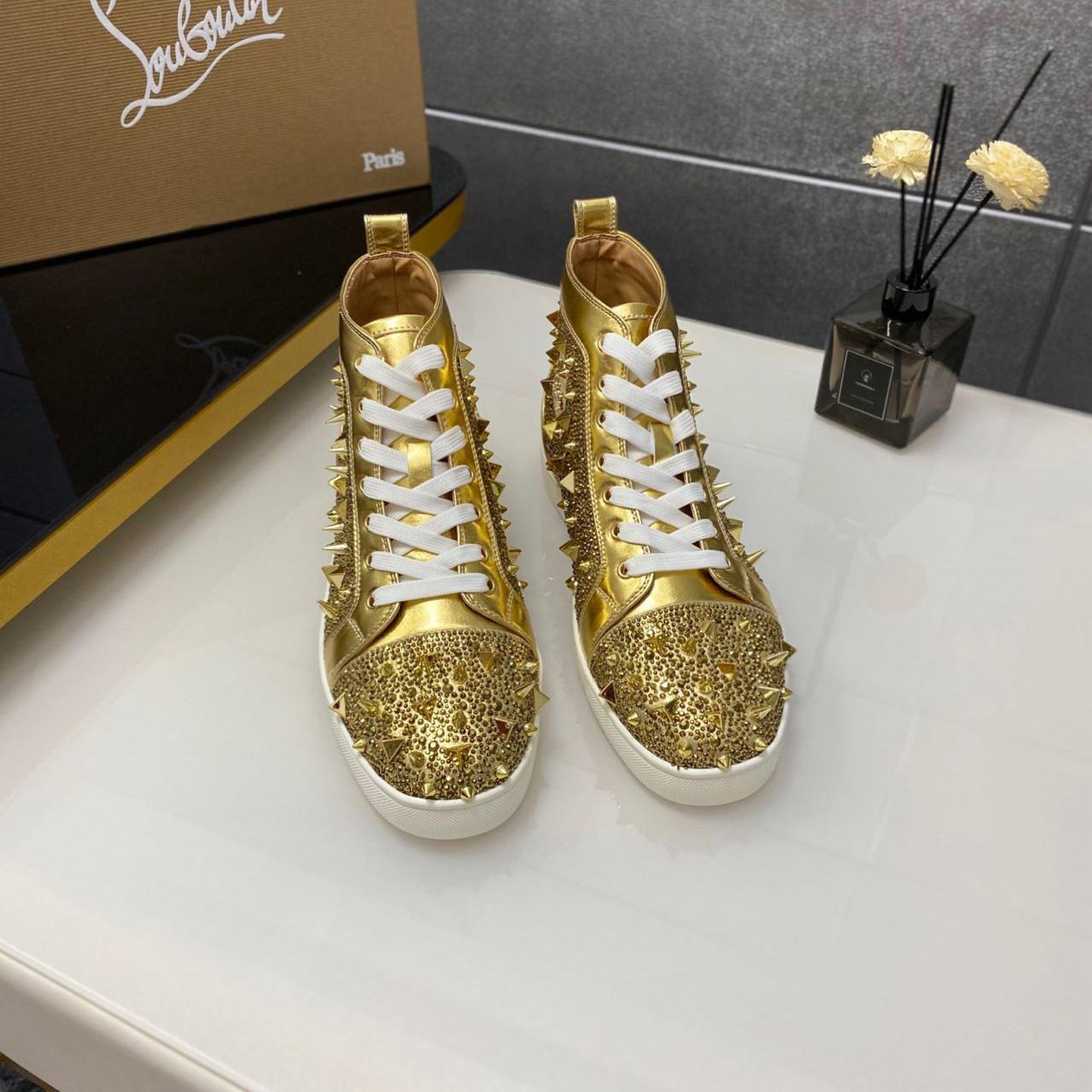 Christian Louboutin Full Diamond High-Top Sneakers - DesignerGu