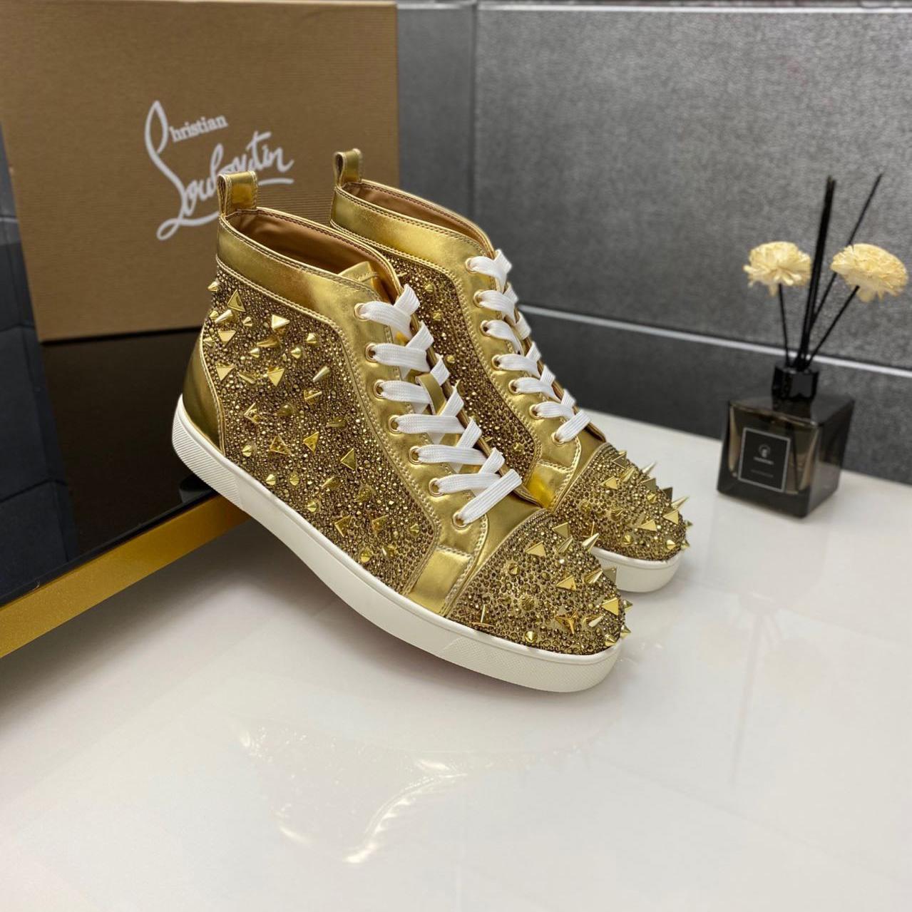 Christian Louboutin Full Diamond High-Top Sneakers - DesignerGu