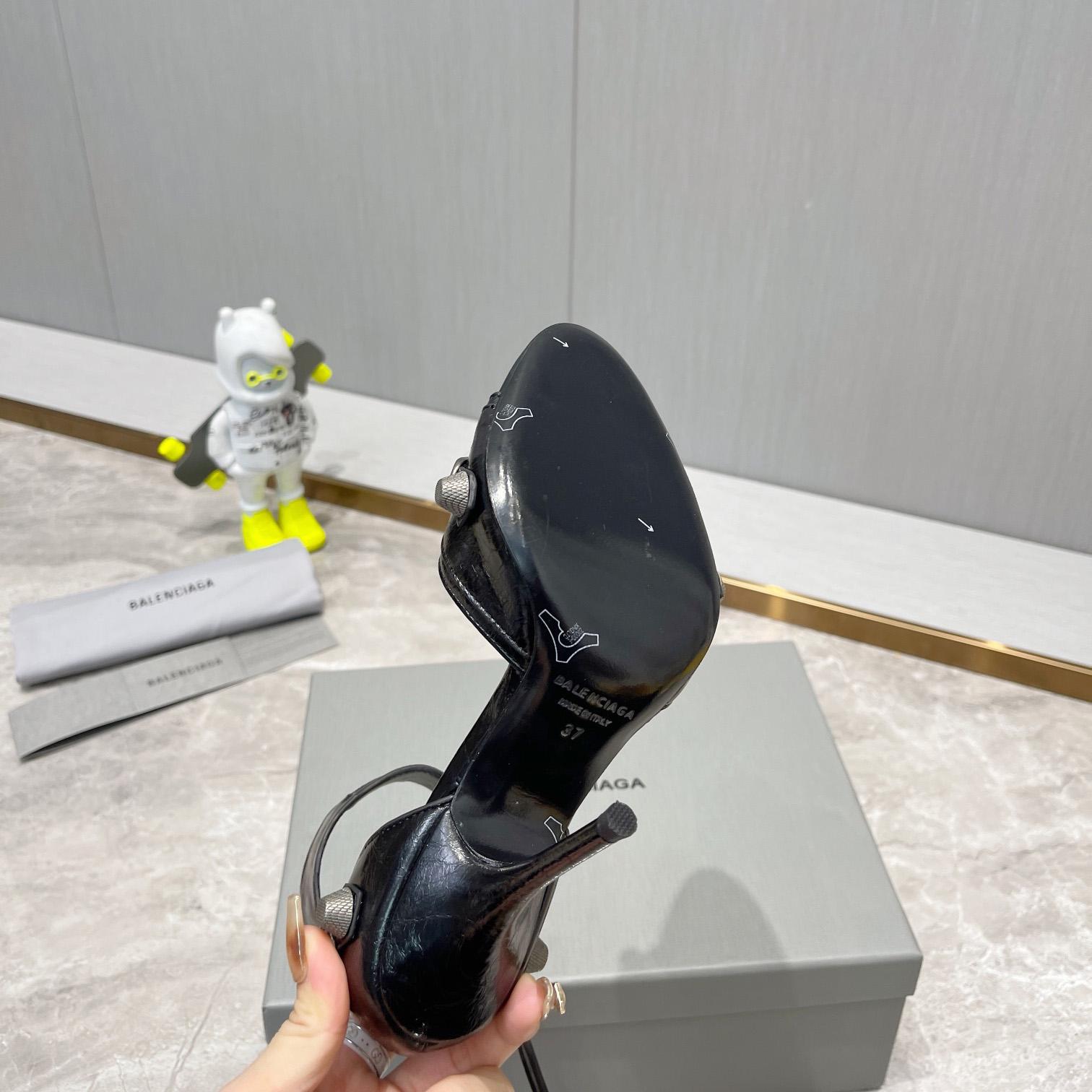 Balenciaga Cagole 110mm Sandal In Black Arena Lambskin - DesignerGu