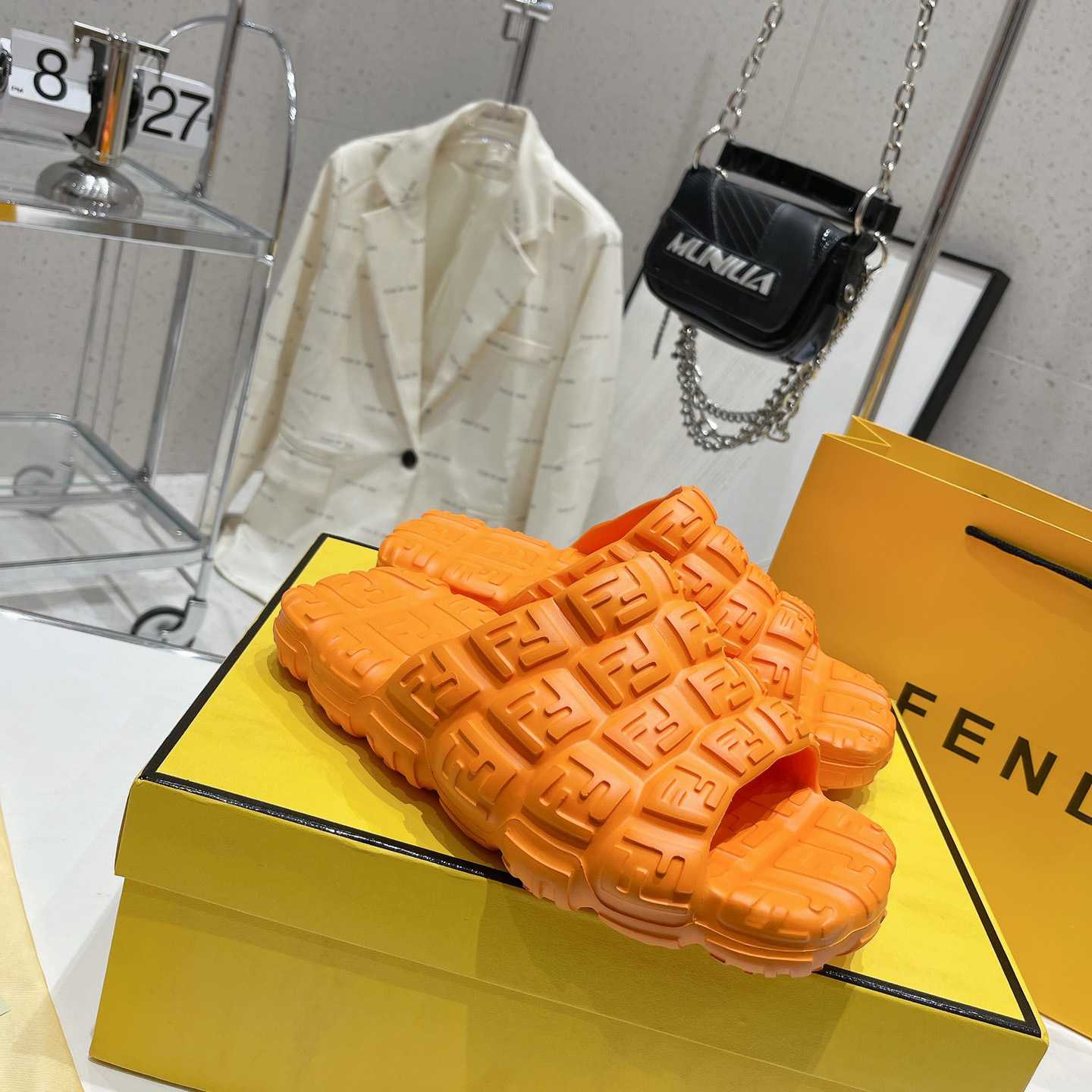 Fendi Cloud Slides Orange Rubber Slides - DesignerGu