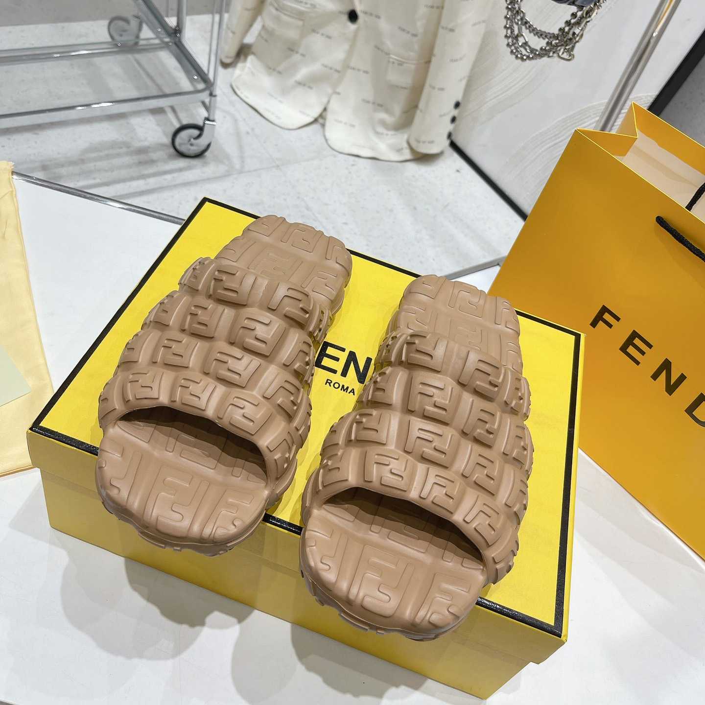 Fendi Cloud Slides Orange Rubber Slides - DesignerGu