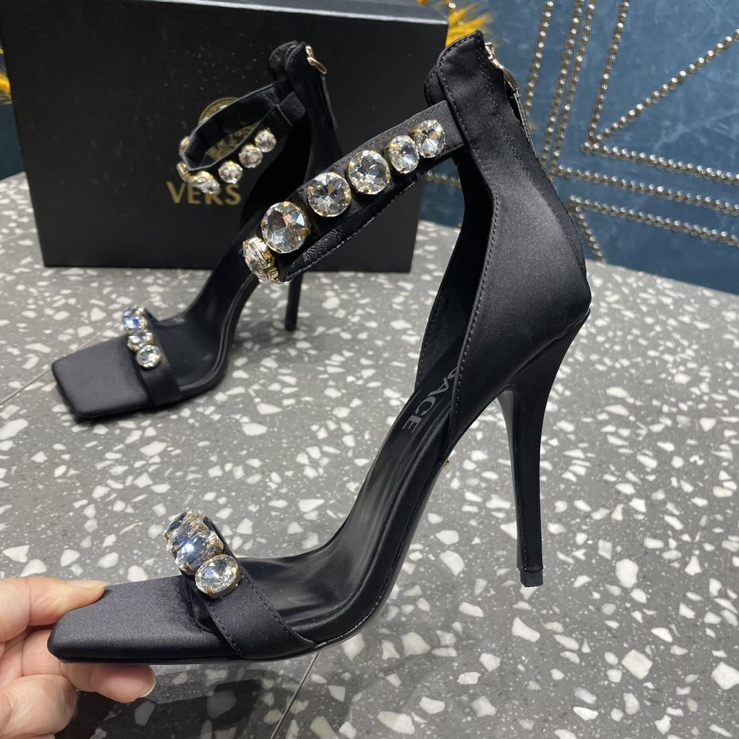 Versace Crystal Satin Sandals - DesignerGu