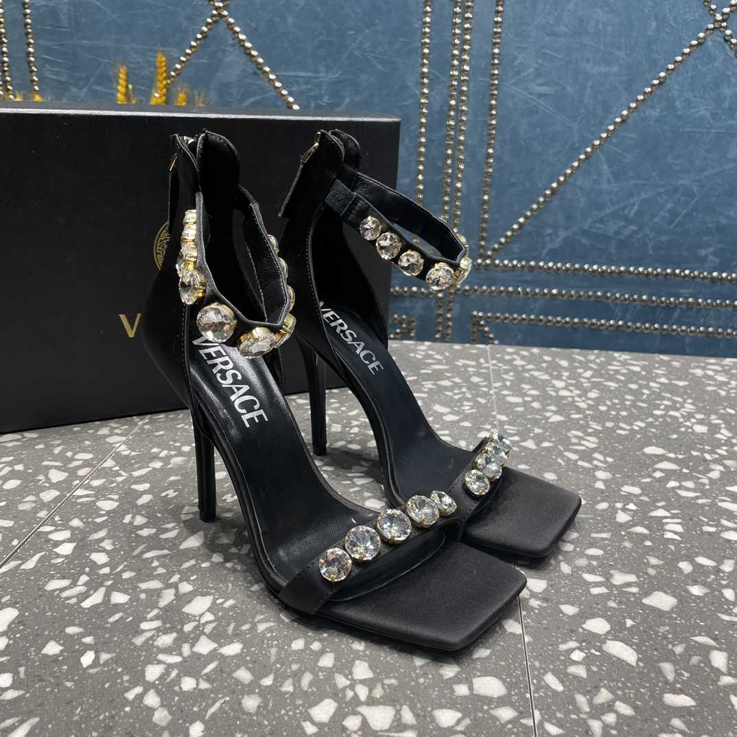 Versace Crystal Satin Sandals - DesignerGu