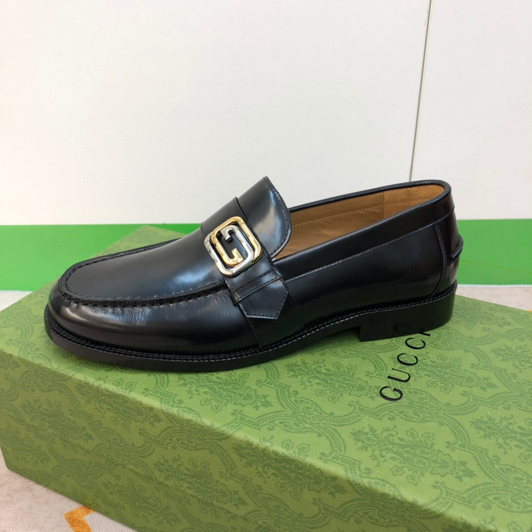 Gucci Logo-plaque Leather Loafers (Upon Uk Size) - DesignerGu