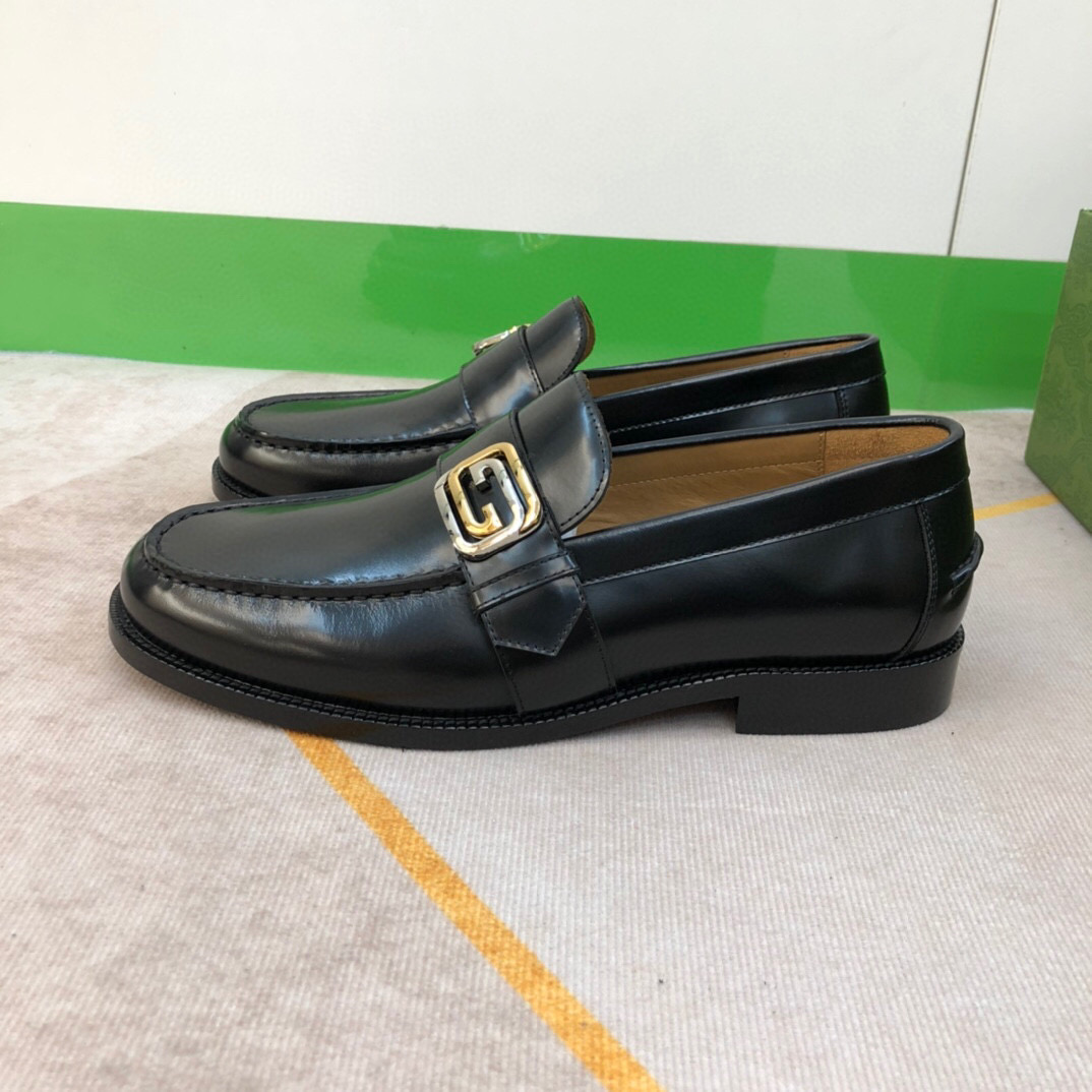 Gucci Logo-plaque Leather Loafers (Upon Uk Size) - DesignerGu