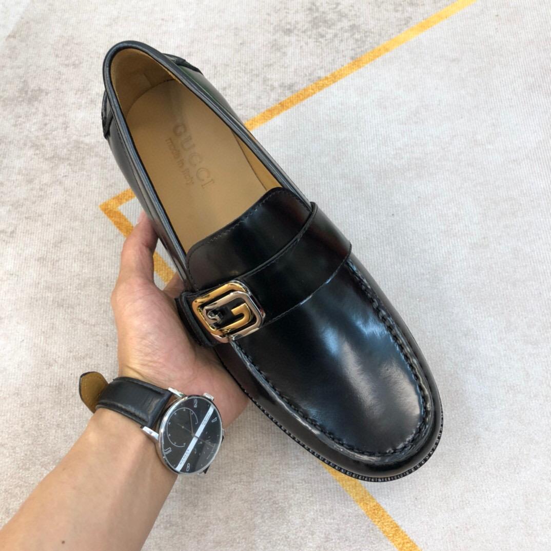 Gucci Logo-plaque Leather Loafers (Upon Uk Size) - DesignerGu