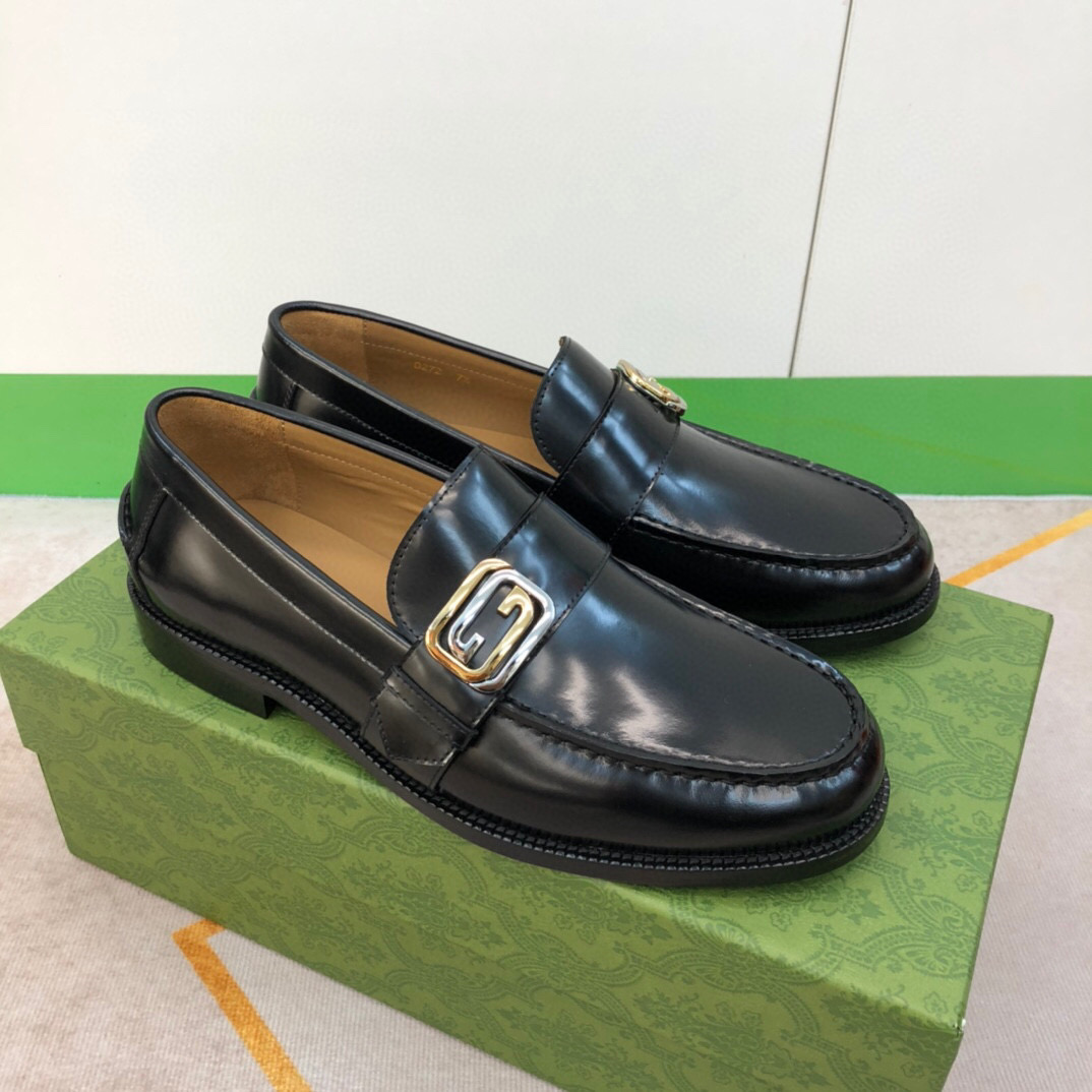 Gucci Logo-plaque Leather Loafers (Upon Uk Size) - DesignerGu