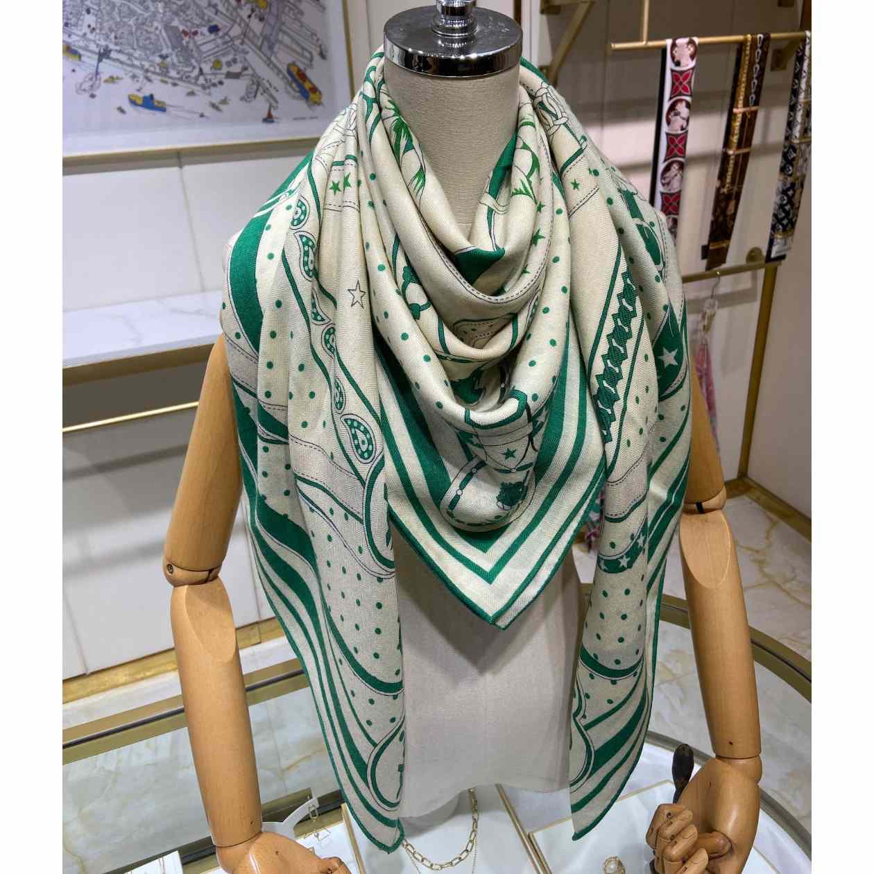 Hermes La Promenade Du Matin Bandana Shawl 140 - DesignerGu